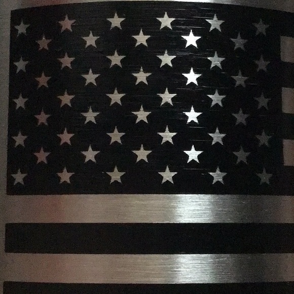 Bay Island Silver Stainless Steel Red Carabiner Handle American Flag Mug NWOT - Picture 5 of 12